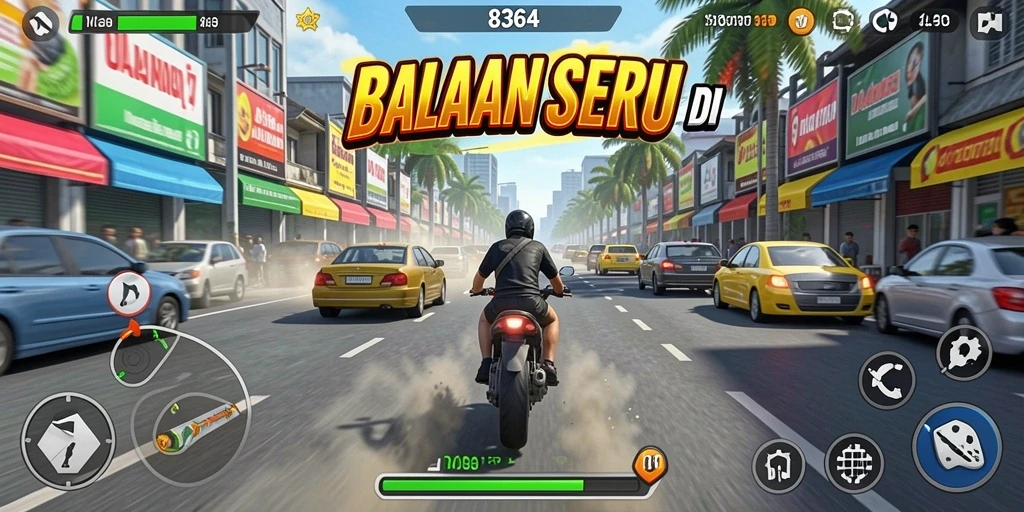 Screenshot gameplay balapan dengan mobil cepat dan trek menantang.