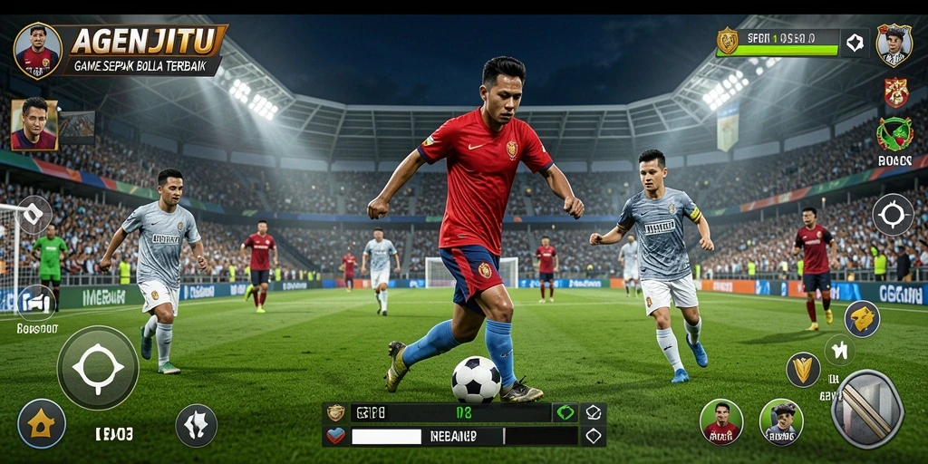 Gameplay sepak bola seru dalam AGENJITU.