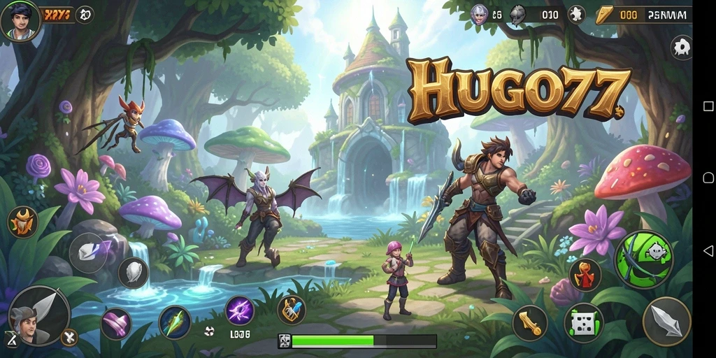 Tampilan gameplay HUGO77 yang penuh petualangan seru di dunia fantasi.