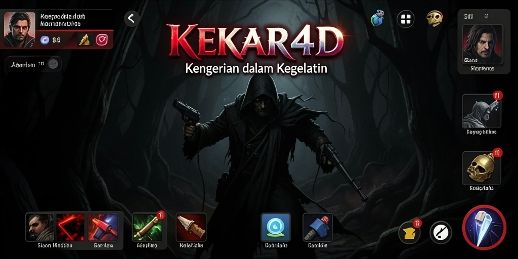 Tampilan gameplay menyeramkan dalam KEKAR4D dengan makhluk kegelapan.