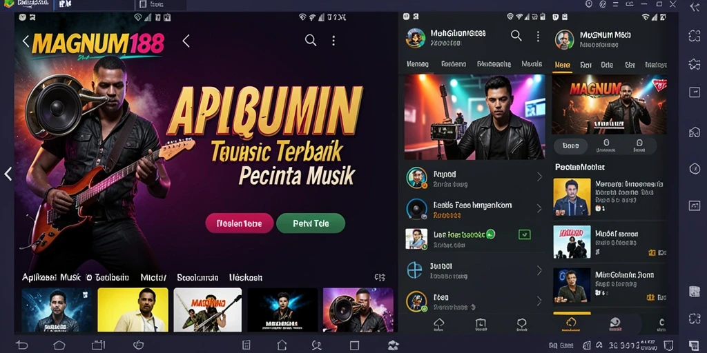 Tampilan gameplay MAGNUM188 dengan antarmuka yang menarik dan koleksi musik yang lengkap.