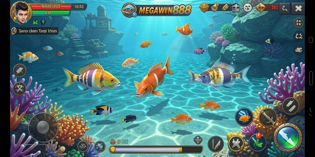 Screenshot menampilkan gameplay seru Tembak Ikan di MEGAWIN888.