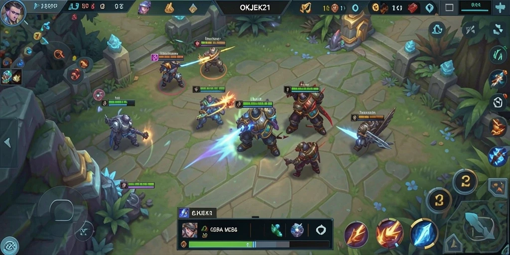 Tangkapan layar gameplay MOBA yang seru di OKJEK21.