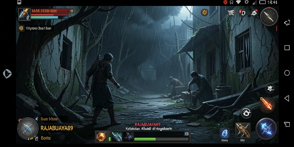 Screenshot menampilkan gameplay menegangkan dari RAJABUAYA89 yang mengerikan.