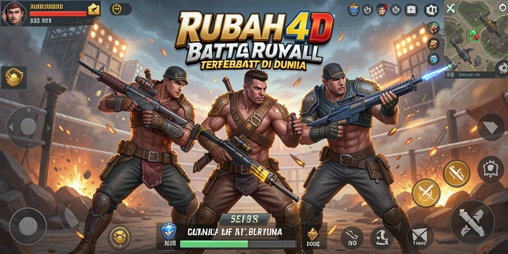 Tampilan gameplay RUBAH4D dengan pertempuran seru di arena Battle Royale.
