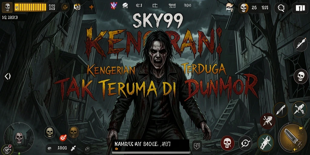Screenshot gameplay dari SKY99 menampilkan suasana horor mencekam.