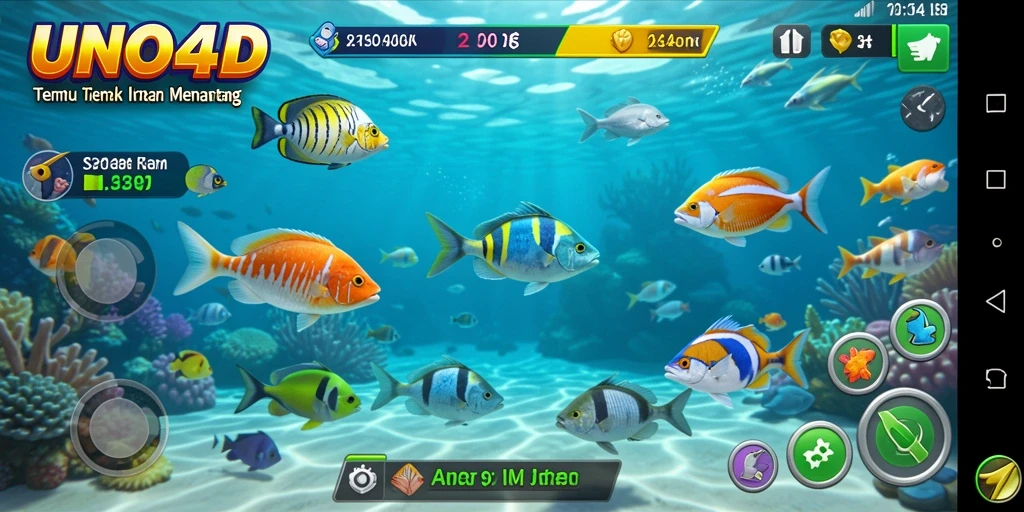 Gameplay seru dari UNO4D yang menampilkan perburuan ikan.